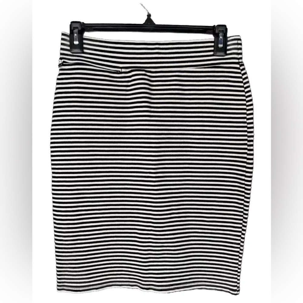 Toad&Co Skirt XS Paseo Black White Striped Pull-On Stretch Pencil Tencel Nylon